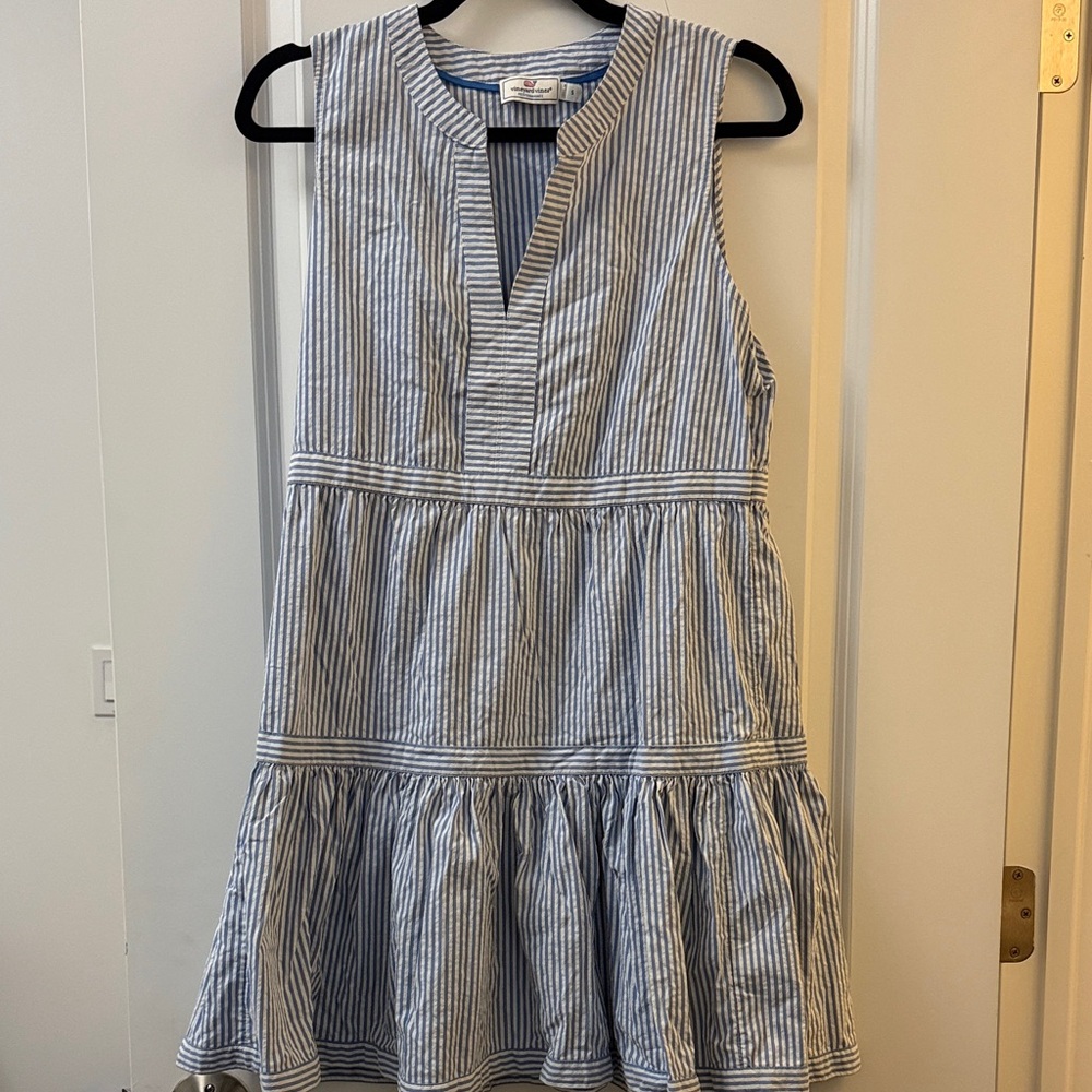 Vineyard Vines Blue and White Striped Seersucker Dress